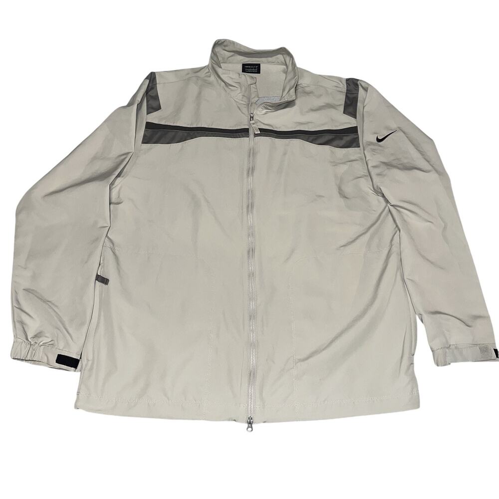 Nike Golf Windproof Windbreaker Jacket Beige Full Zip 333110 244 L Y2K